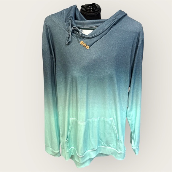 Gradient Blue Women's Hoodie - Picture 3 of 9